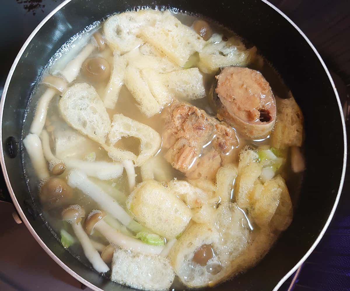 味噌煮缶の汁ごと使えばコクが出る。